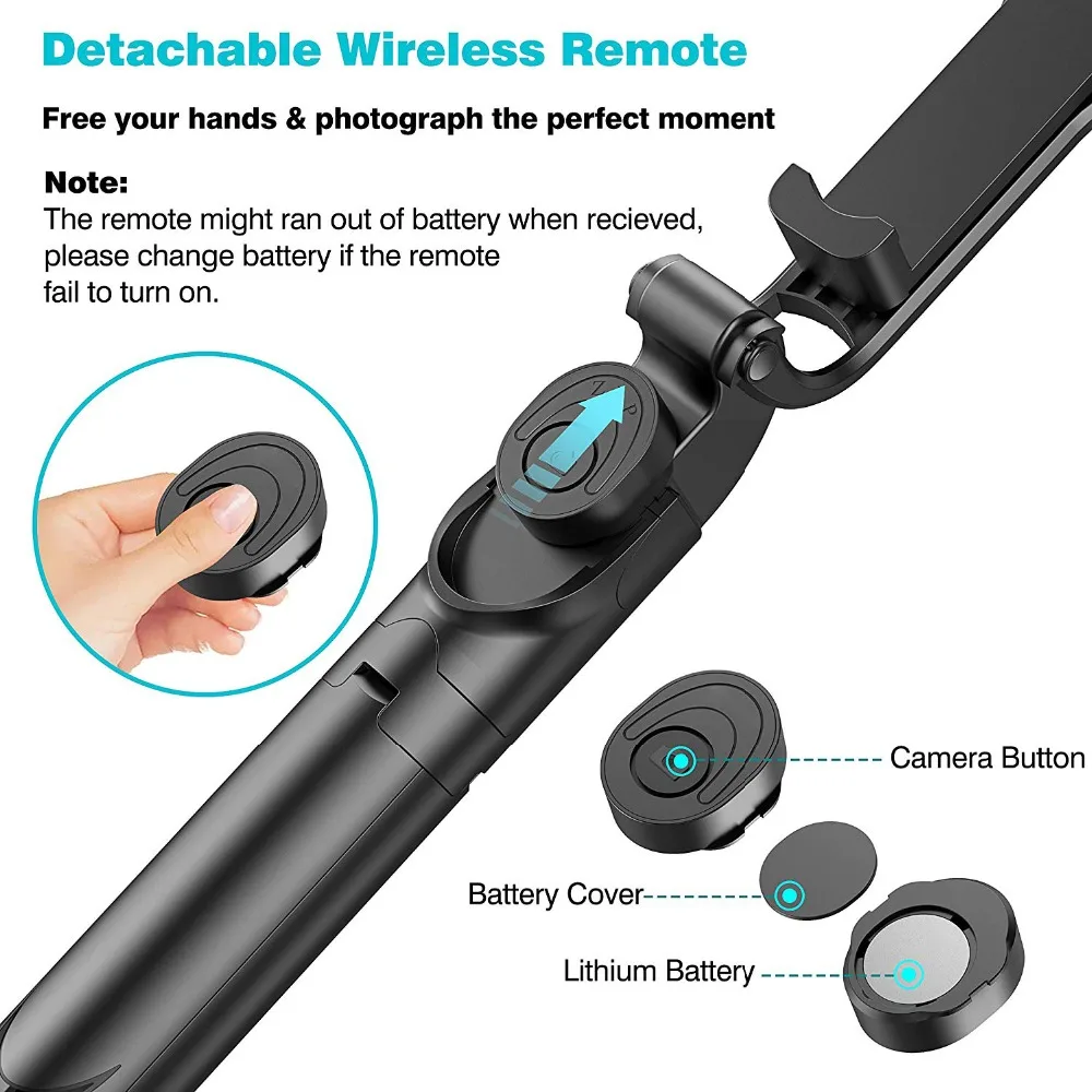 MACTREM Беспроводная Bluetooth селфи палка штатив Выдвижная со съемным моноподом удаленный штатив Стенд селфи палка iOS/Android