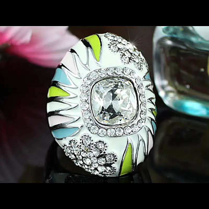 

Peacock Star Multi-Color Flower Ring use Austrian Crystal - CSR139