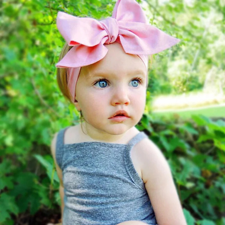 DIY Fashion Kid Child Baby Head Wrap Top Knot Solid Bow Vintage Headbands Retro Scarf Infants ...