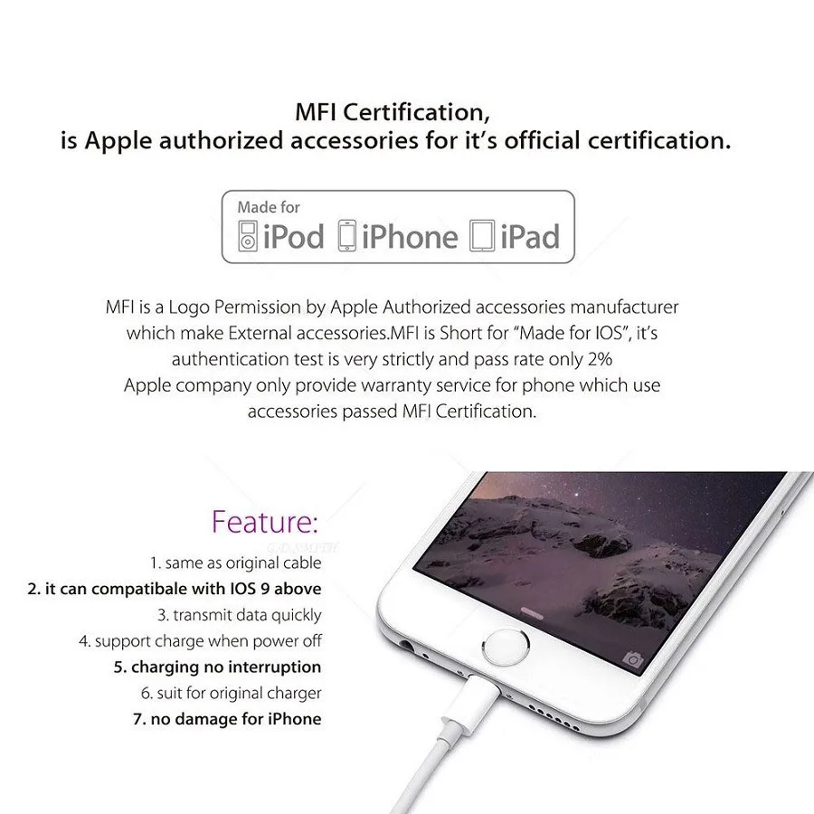 10 футов 3 м длинный зарядный кабель для iphone 8 Plus 7 6s 5S SE X 3 метра MFI сертифицированный USB кабель для iPhone6 iPhone7 iPhone8 iPad iPod