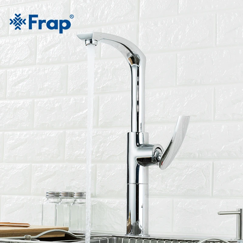 Frap Luxury Chrome Kitchen Faucet Single Handle Deck Mounted Faucets