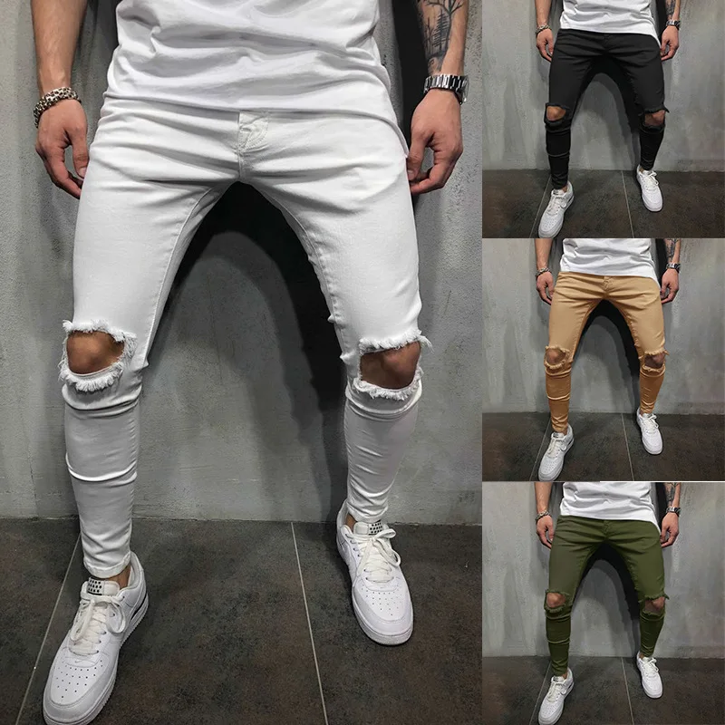 

ZHUOFEI 2021 fashion pants for men mid waist streetwear men's trousers with holes cargo cloth sweat pants overalls