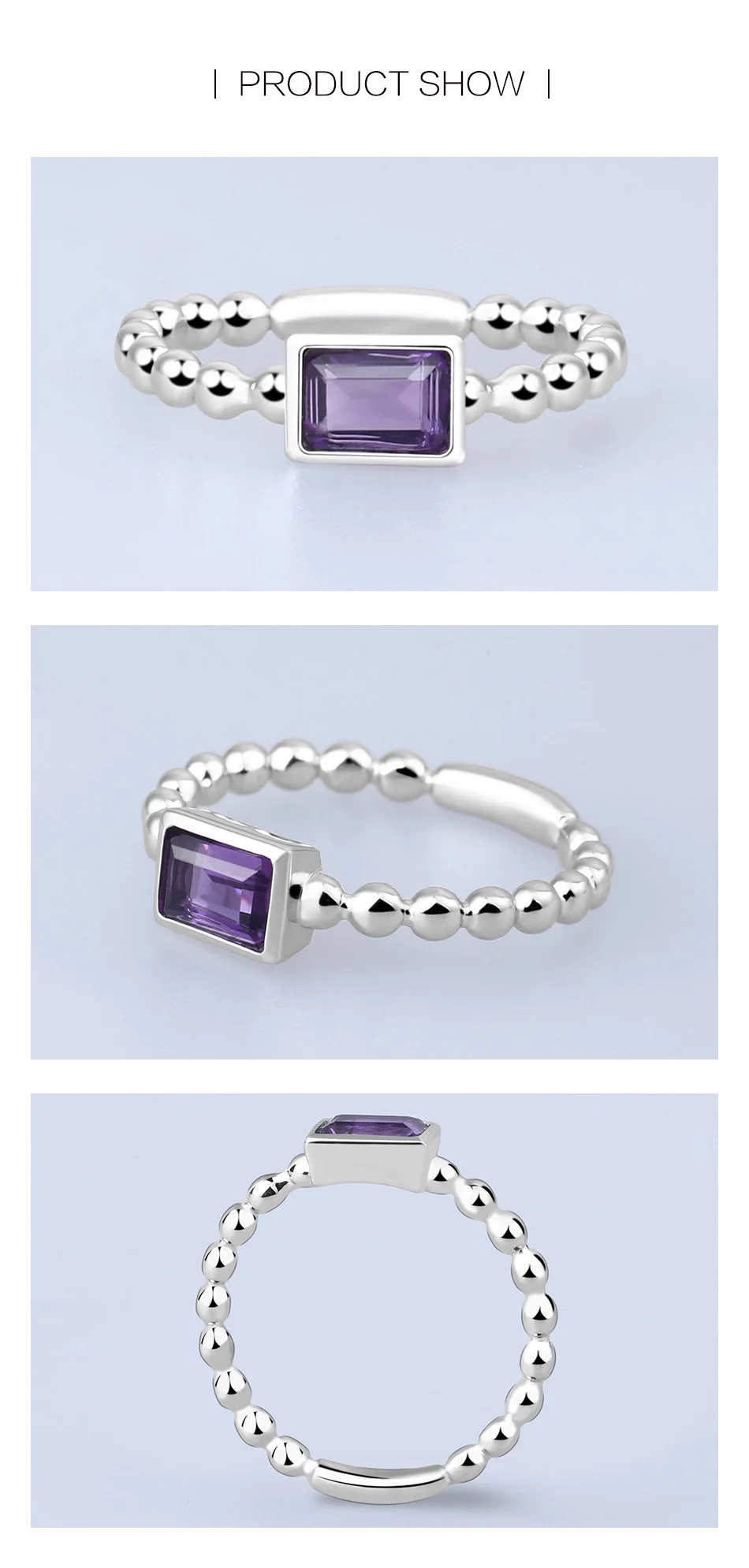 GEM'S BALLET, 0.58Ct, натуральный Фиолетовый аметист, драгоценный камень, кольца, 925 пробы, серебро, трендовые, классические, для помолвки, хорошее ювелирное изделие для женщин