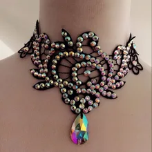 Новое поступление латинский танец Современный бальный танец представление Одежда Конкурс танцевальные аксессуары Алмазное ожерелье