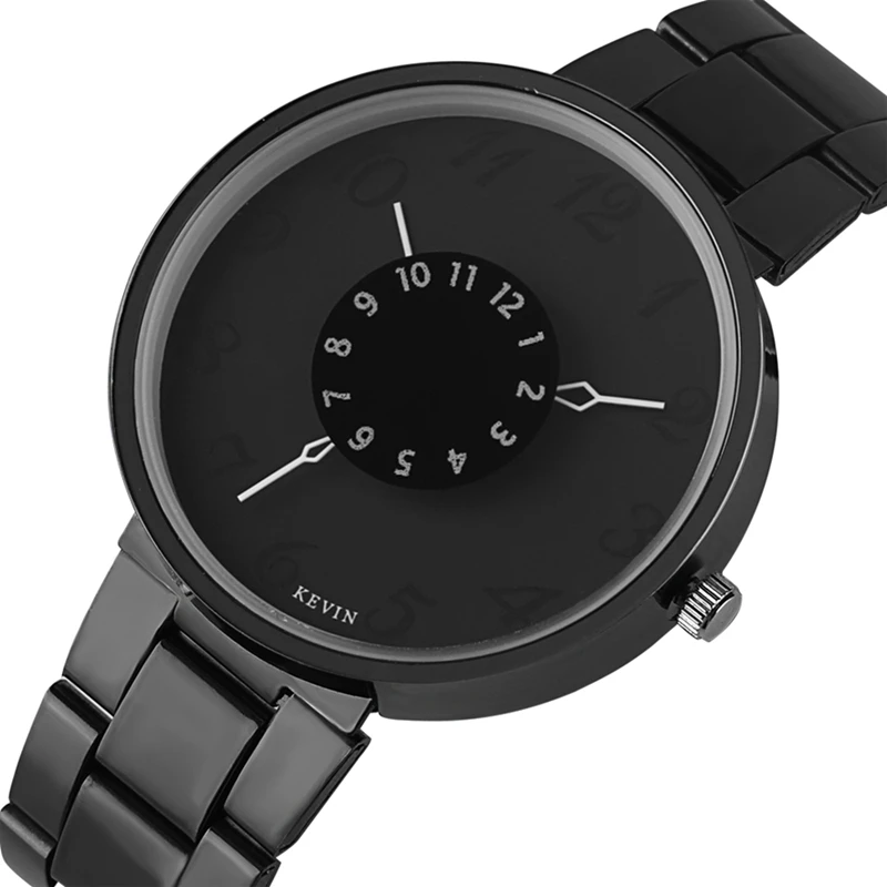 

KEVIN Minimalist Brief Watch Men Numerals Turntable Dial Quartz Clock Male Full Stainless Steel Women Wrist Watch Simple Gifts
