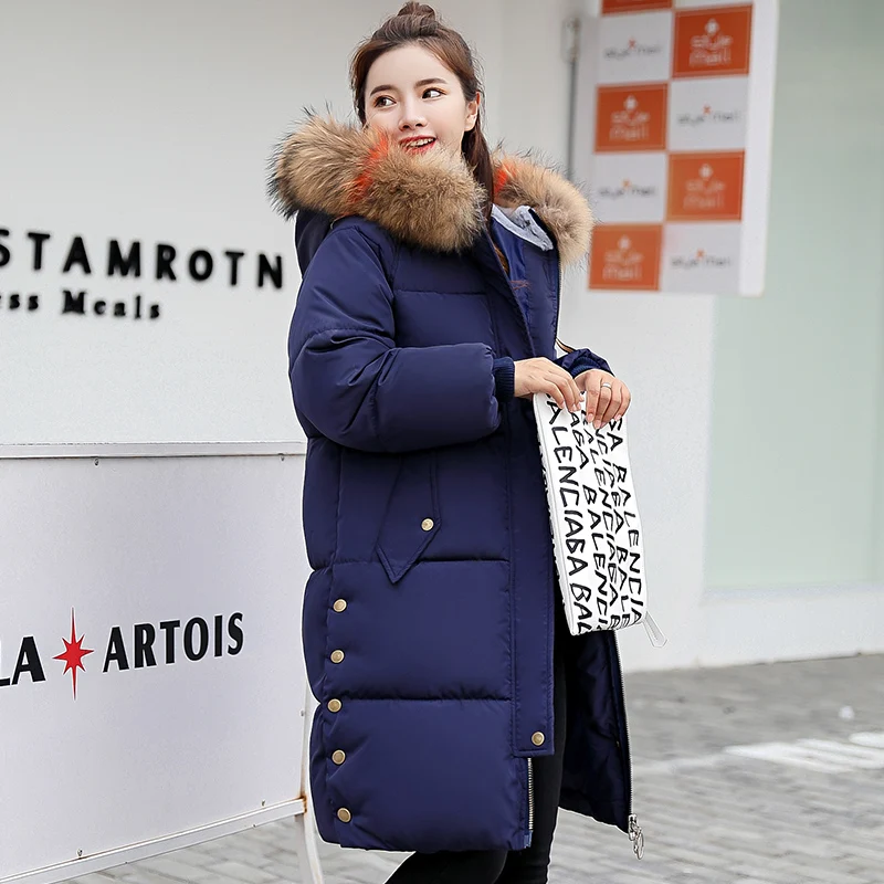 2018 New Women Parkas coat Winter Long jackets down cotton padded big fur collar loose styled jackets parka windproof warm 3XL