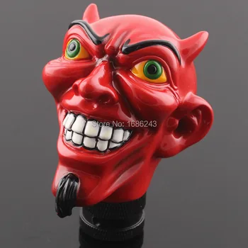 

Car Truck Shift Lever Knob Manual Shifter Gear Red Horn Devil Head Resin Custom