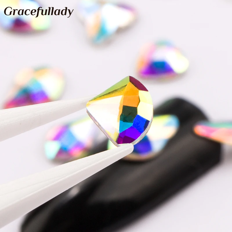 مسمار الفن الراين 20 قطعة/الحزمة شقة على شكل ممدود الدمعة زجاج مستطيل لهب الأحجار الملونة ل 3D الأظافر الديكور