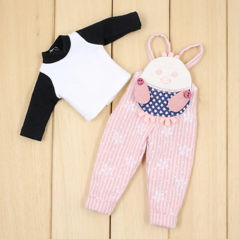 

1/6 doll clothes Pink Jumpsuit with the black sleeves shirt suitable blyth doll ICY doll