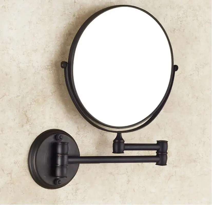 Bathroom Mirror Wall Mounted 8 inch Brass 3X/1X Magnifying Mirror Folding Rose gold/Gold Makeup Mirror Cosmetic Mirror Lady Gift - Цвет: black oil brushed 1