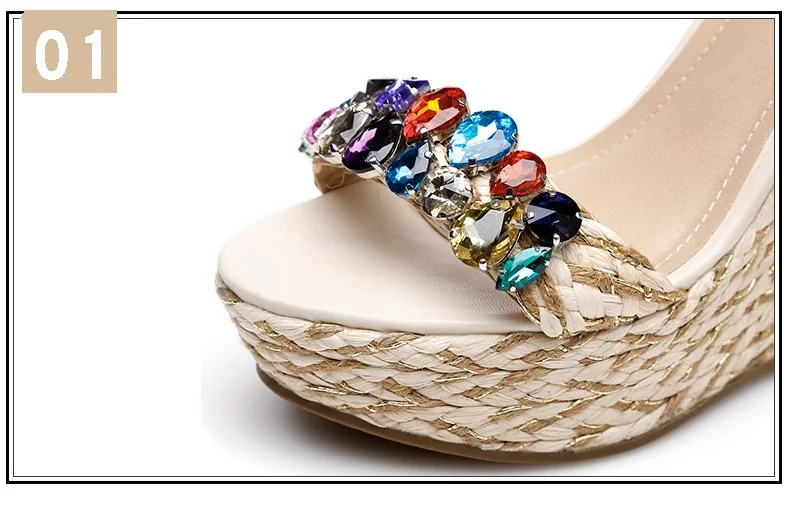 6_Summer Womens Black Buckle Sandals Fashion Elegant Silver Rhinestone Shoes Wedding Bridal High Heel Platform Wedges
