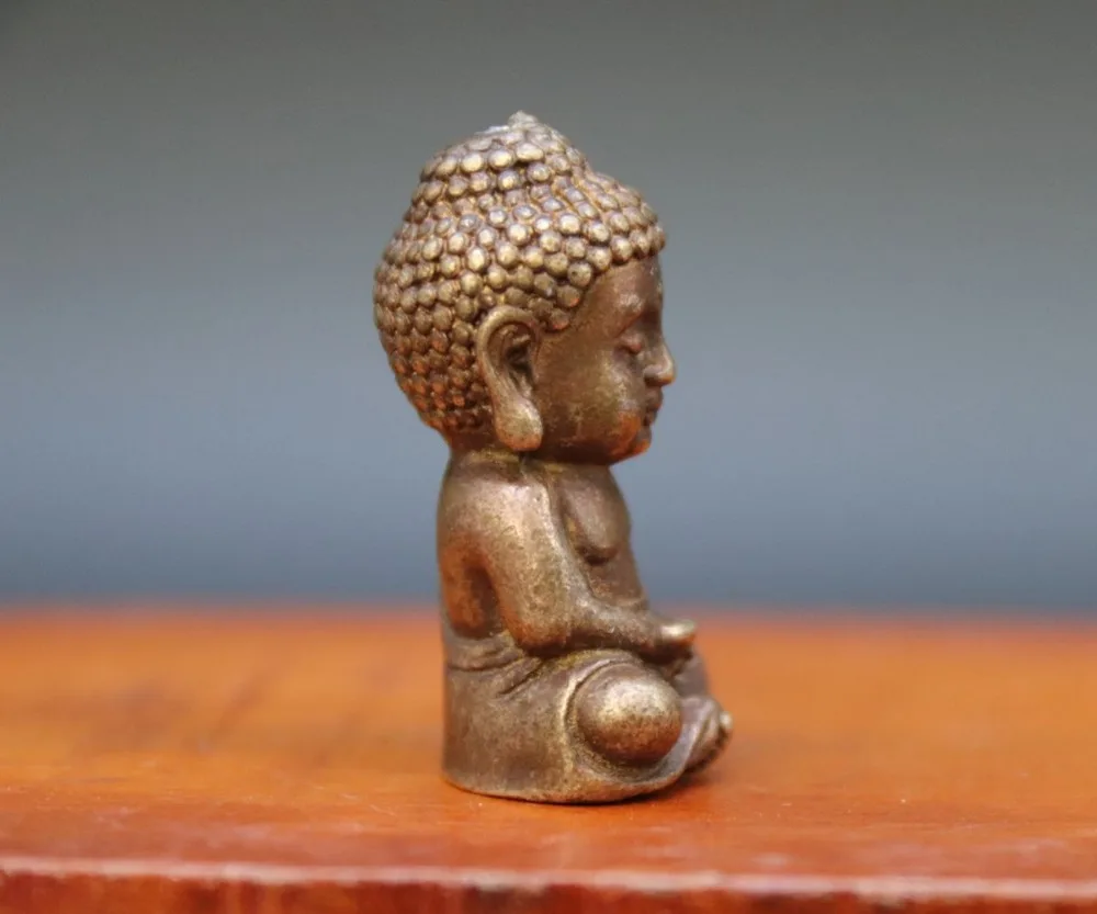 Китайская Статуэтка из чистой бронзы Sakyamuni shakyamuni Tathagata Buddha Amulet Sit 4 см|Статуи и