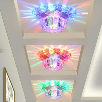 

5W LED Colorful Crystal Ceiling Light Circular Mini Ceiling Lamp Luminarias Rotunda Light For Living Room Aisle Corridor Kitchen