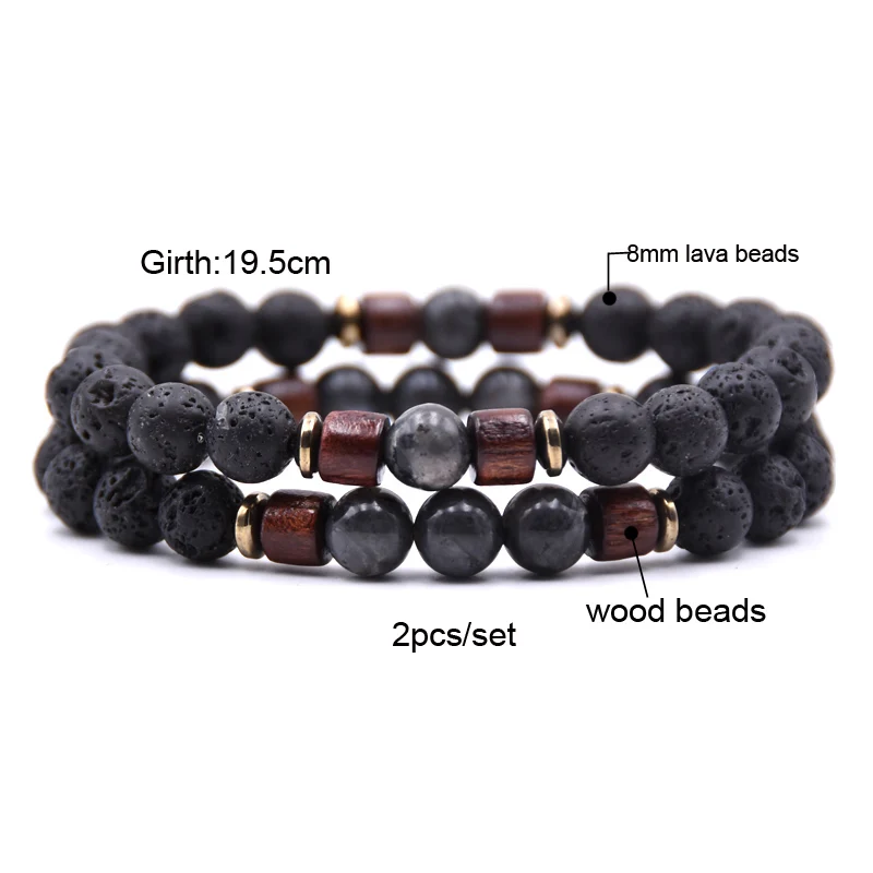 Couple bracelet set natural Stone bracelet/beads/lava/homme/fashion/bangles Bracelet Men Wooden bead mala bracelets Accessorie J