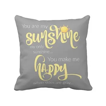 

18 x 18 Inch You Are My Sunshine Yellow On Gray with Chevron Soft Cotton Polyester Throw Pillow Cases Home Decor Coshion cover