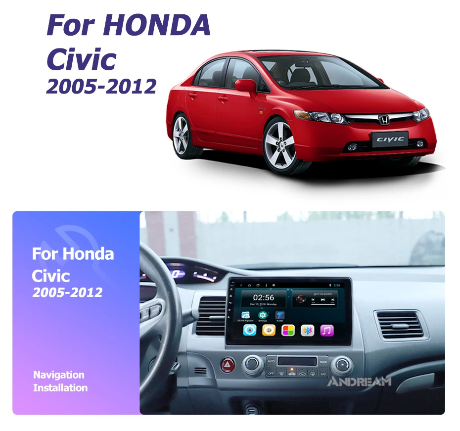Andraam 10," Android8.1 2G+ 32G carplay Автомобильный gps навигационный головное устройство мультимедиа для Honda Civic 2004-2011 стерео Bluetooth радио