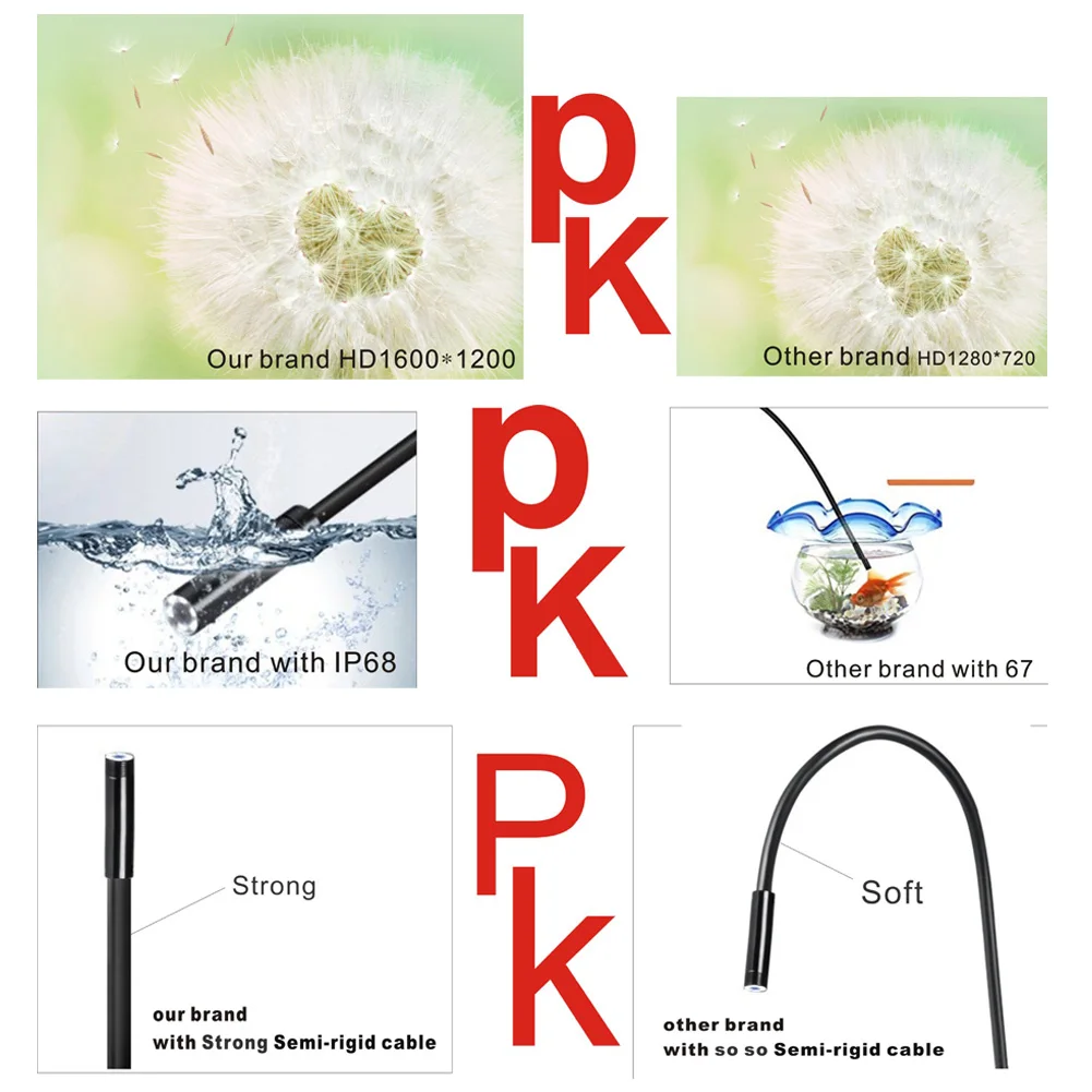 

USB WIFI Endoscope Waterproof HD Inspection For Mobile Phone Tablet Android iOS SL@88