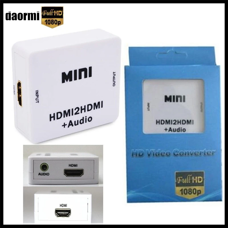 

10pcs! 1080P HD MINI HDMI to HDMI+AUDIO Video Converter Decoder Adapter Remove HDCP KEY Agreement Audio Separator,+USB Cable+Box