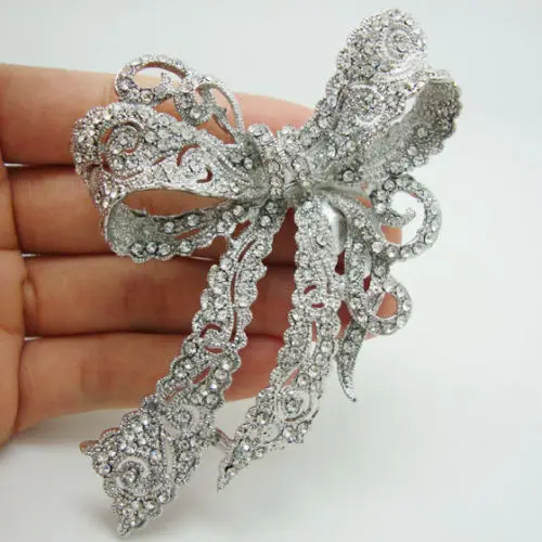 Элегантная свадебная брошь с бабочкой бантом из прозрачного кристалла|brooch button|pin