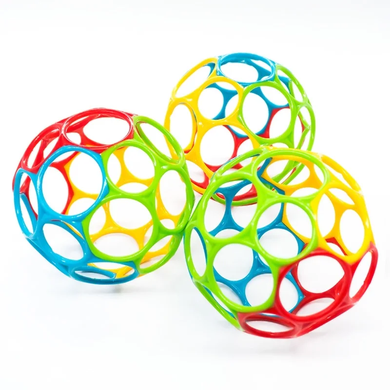 

Teether Ball Oball Rattles Develop Baby Intelligence Grasping Gums Wave Ball Hand Bell Fun Bite Catch Hole Kids Toys for Newborn