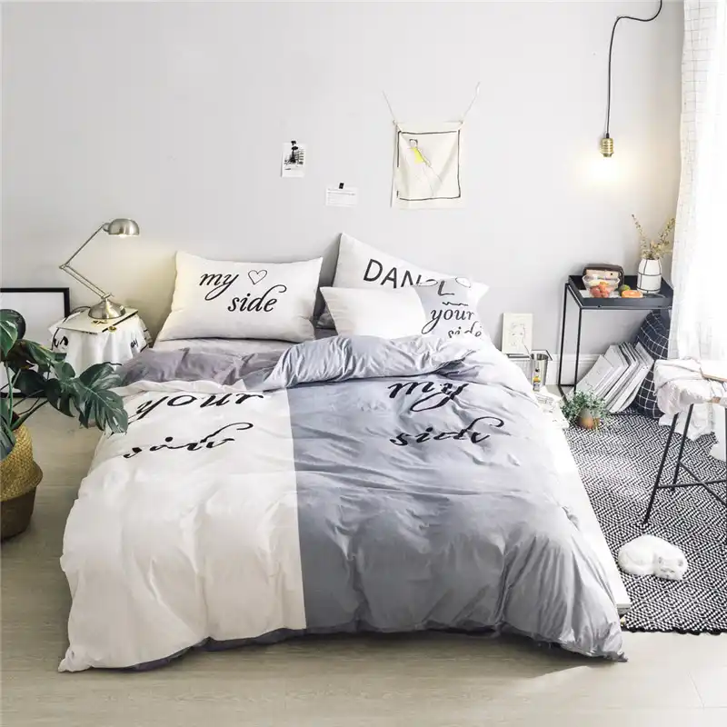 Black White Her Side His Side Winter Bedding Sets Twin Queen Size Double Bed Fleece Fabric Bed Linen Couples Duvet Cover Set Duvet Cover Set Bedding Setwinter Bedding Set Aliexpress