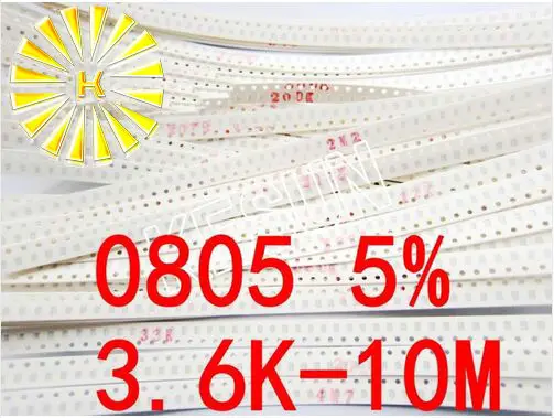 

40valuesX50pcs=2000pcs 0805 SMD Resistor Kit Assorted Kit 3.6K-10M ohm 5% Sample Kit Sample bag Fuse