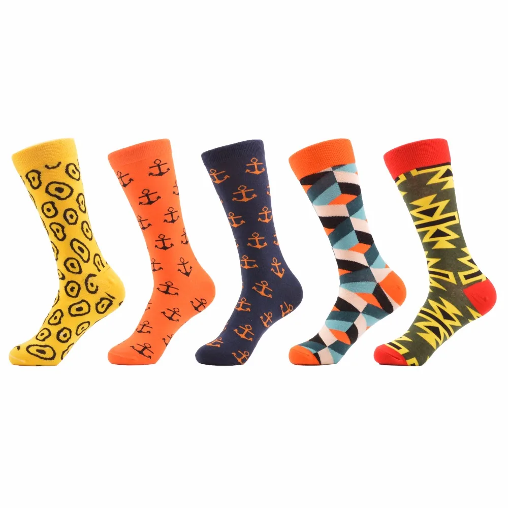 5 pair/lot Gift Box Colorful Men�s Combed Cotton Casual