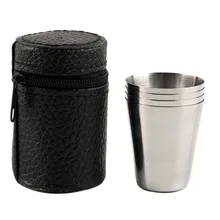 30ML 70ML 180ML 4 Stainless Steel Camping Cup Mug Drinking Coffee Tea With Case for outdoor germany aaron flow cup viscometer stainless steel zahn 4 for printing