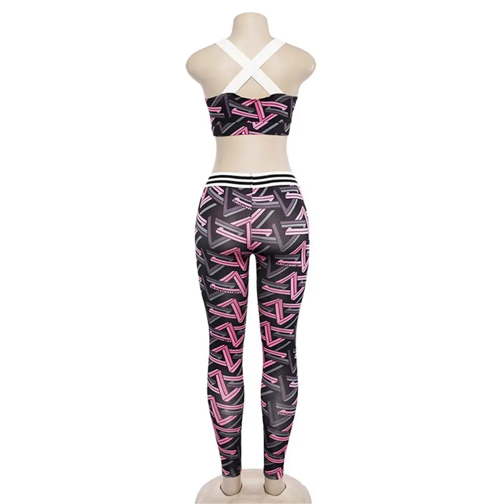 Sports Suit Women Yoga Bra+Yoga Pants Fitness Yoga Activewear Leggings Suit Set Printed Workout Gym Running Portswear Jumpsuits