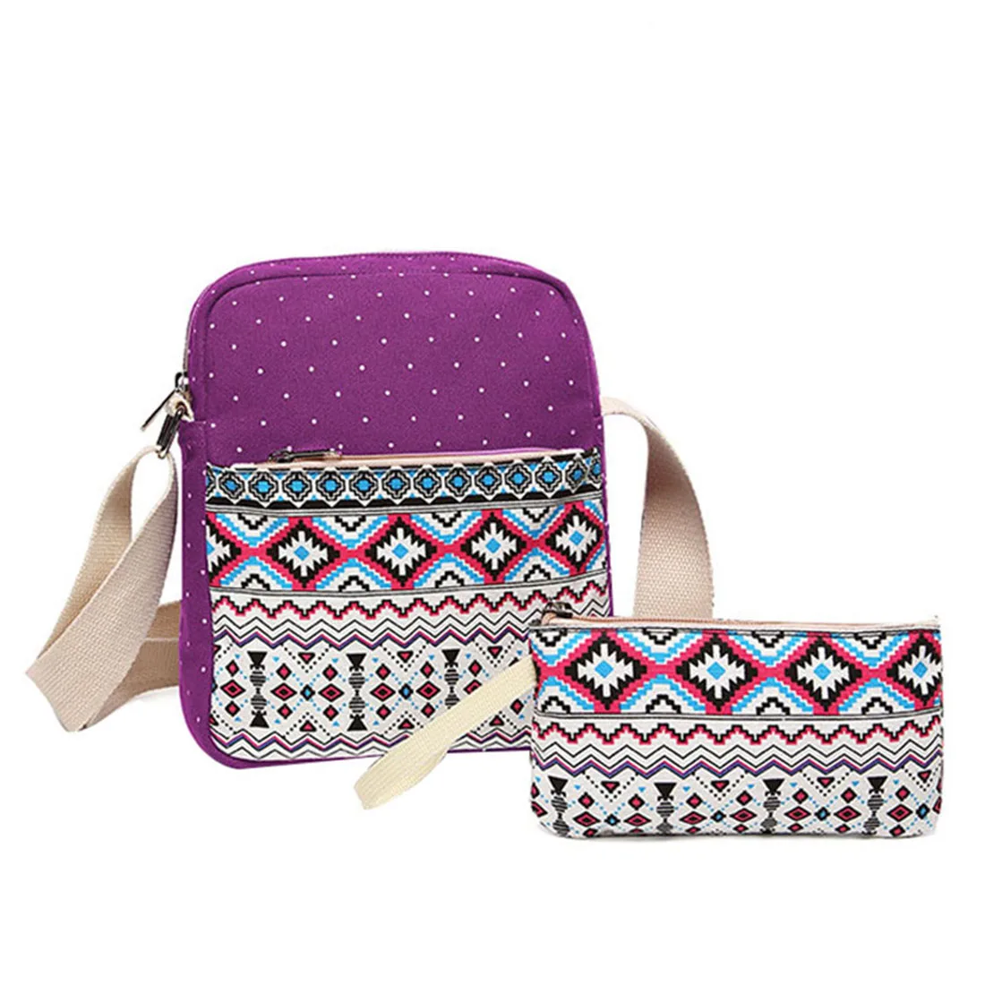 Женский рюкзак с принтом в горошек, милый легкий холщовый рюкзак, школьные сумки для девочек-подростков - Цвет: Purple