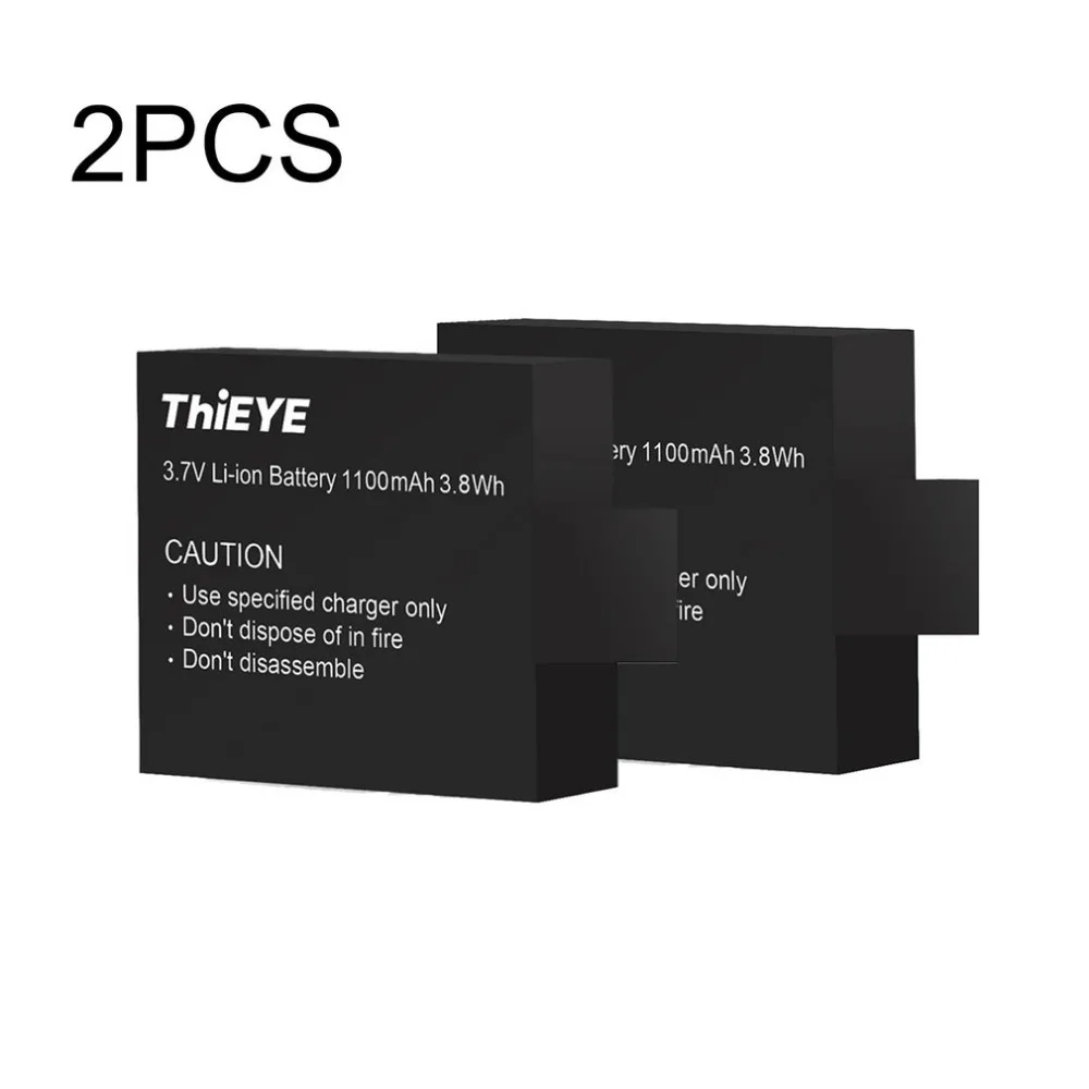 

2 Pcs THiEYE T5E Rechargeable Batteries 1100mAh Replacement Li-ion Battery THiEYE T5E Action Camera Spare Battery 3.7V