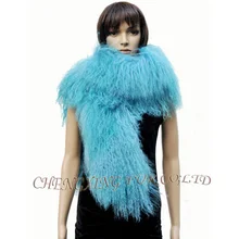 CX-B-92 высокого класса модный дизайн настоящий Mogolian овечий мех Свадебный шарф шаль пушистый теплый меховой шарф~ Прямая