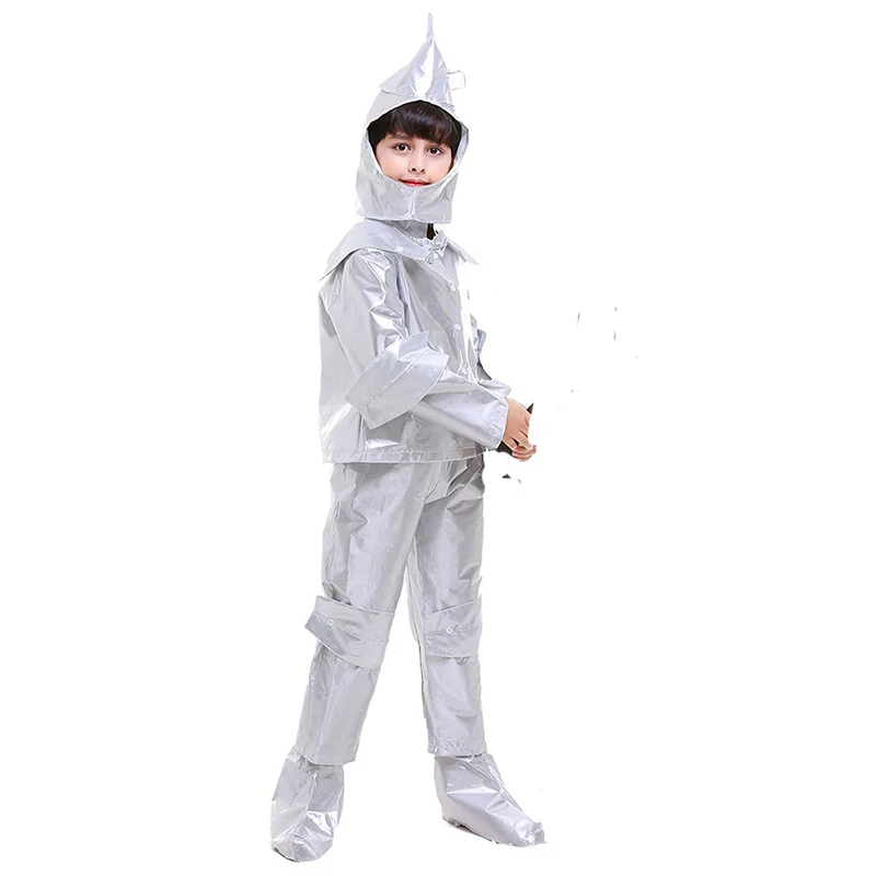 Аниме волшебник унций оловянный человек костюм для мальчиков Дети театральное представление фантазийный костюм - Цвет: Серый