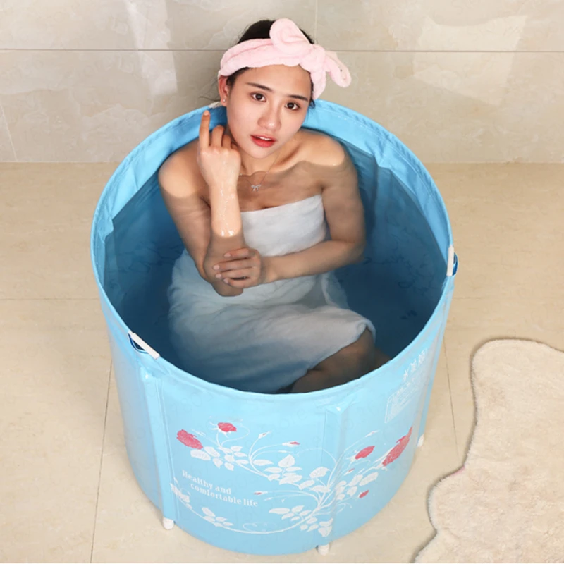 Folding Adult Bathing Bath Barrel Plastic Household Insulation Children Thickening Adult Bath Artifact Tub with Bathtub Cover