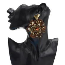 Indian Tribal New Design Big Flower Drop Earrings Trendy Charming Feather Drop Dangle Earrings For Women Elegant Fashion Jewelry dreamcatcher design feather drop earrings