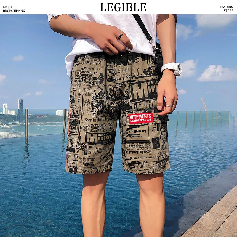 Разборчивые мужские шорты, летние Прямые повседневные шорты с эластичной резинкой на талии, бумажные шорты в уличном стиле, мужские камуфляжные шорты Карго