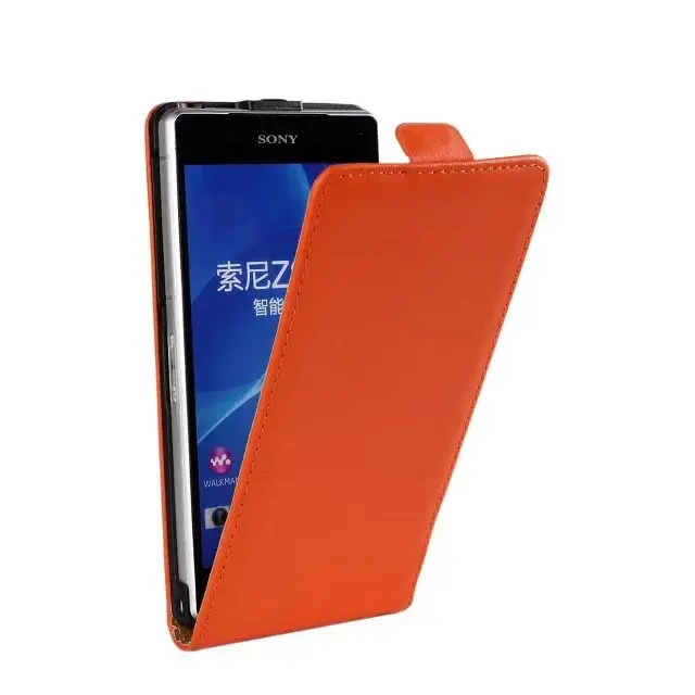 ICover бизнес чехол для Sony Xperia Z1 L39h C6903 Z2 Z3 Чехол Флип Натуральная кожа Coque сумка - Цвет: Orange