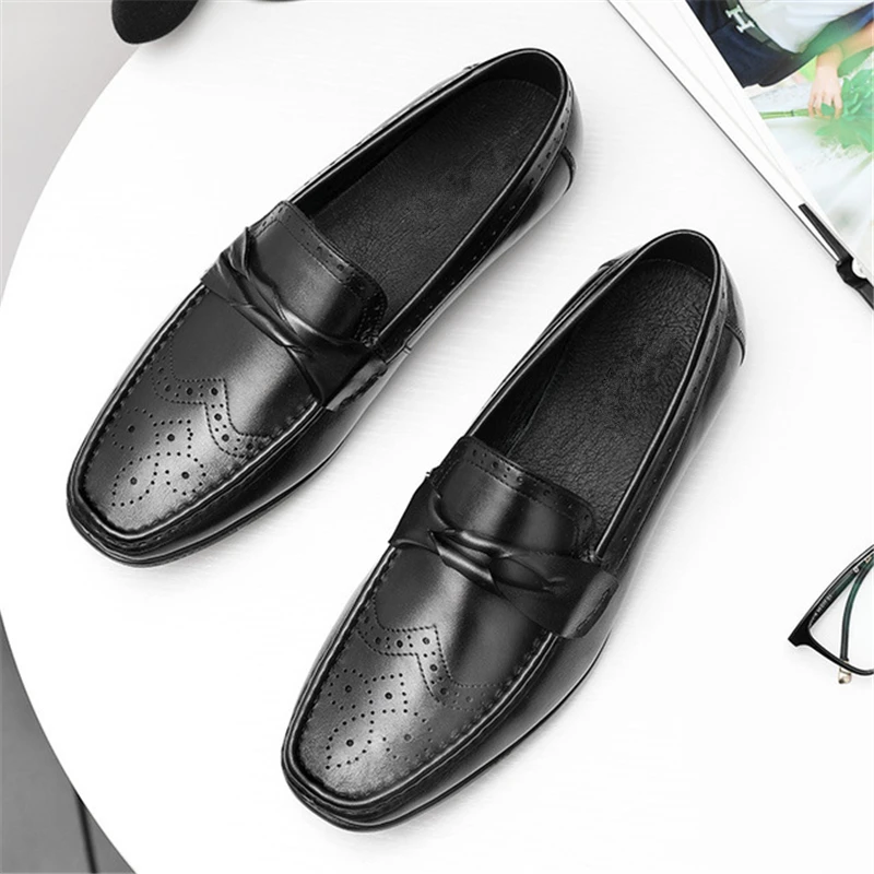 

men leather summer casual shoes male sneakers Shoes loafer men 2019 Slip On black men's genuine leather shoes