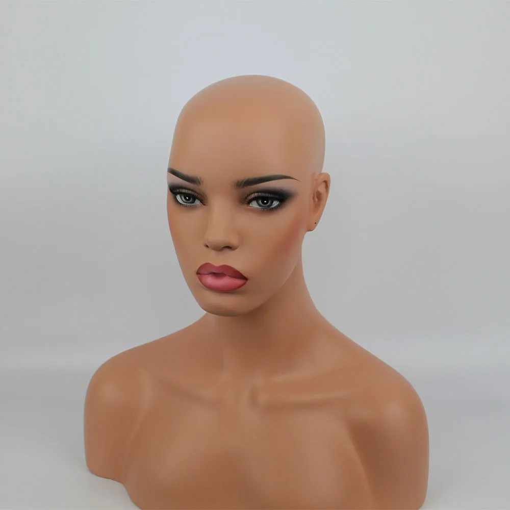 Стекловолокно реалистичный Женский манекен голова бюст, парик Манекен головы дисплей
