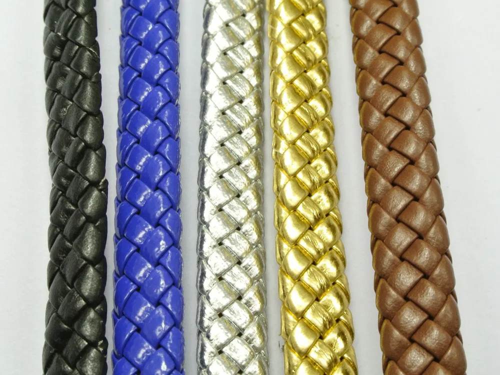 5 Strand of 1 Meter Flat Braided Bolo Synthetic Leather Cord 10X4mm Silver Gold | Украшения и аксессуары