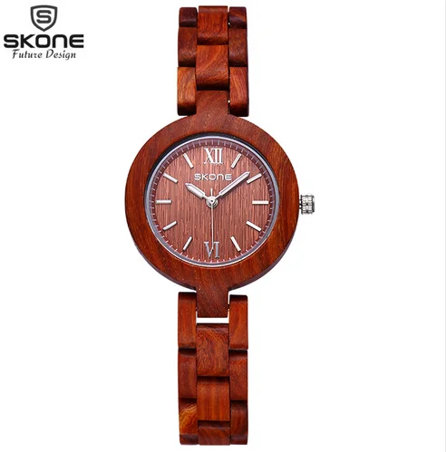 2016 New SKONE Newest Quartz Wooden Watch Top Luxury Brand Wood Watches For Women Simple Analog