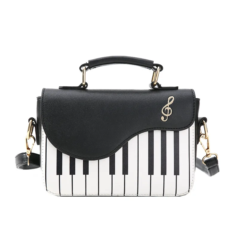 Ladies Cute Piano Pattern Shoulder Bag Fashion Flap Crossbody Bags for