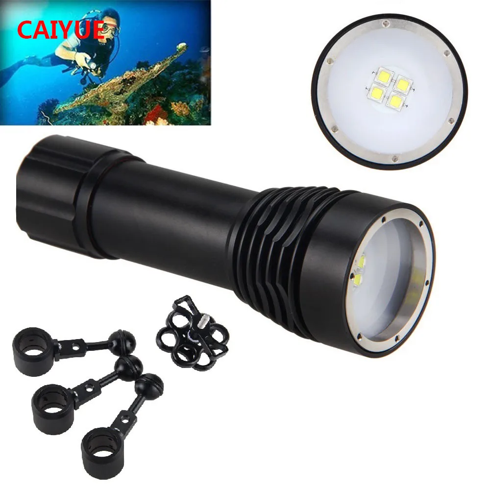 

Diving Photography Underwater Video LED Flashlight W40VR D34VR Torch Lamp 4x White Cree XM-L L2 LED Power Supply 1*26650 Battery