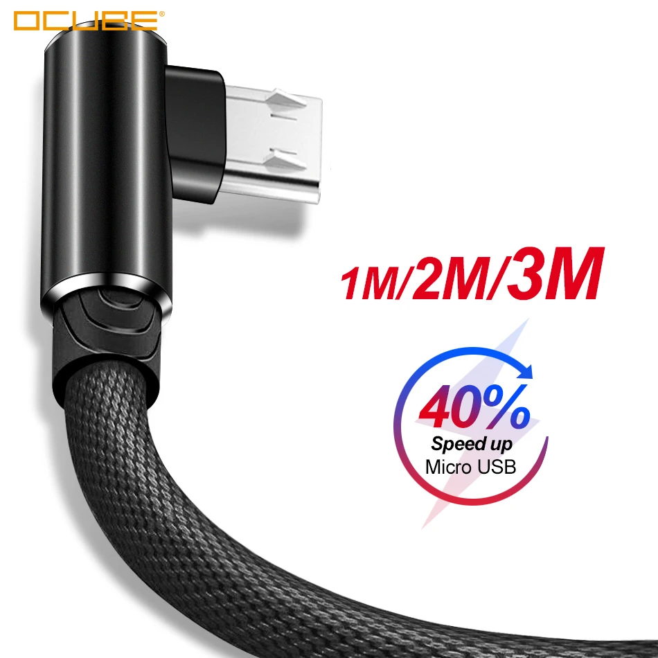 Кабель Micro Usb Ocube 90 градусов usb-кабель 1 м 2 3 для Samsung S7 S6 4 А быстрая зарядка кабели