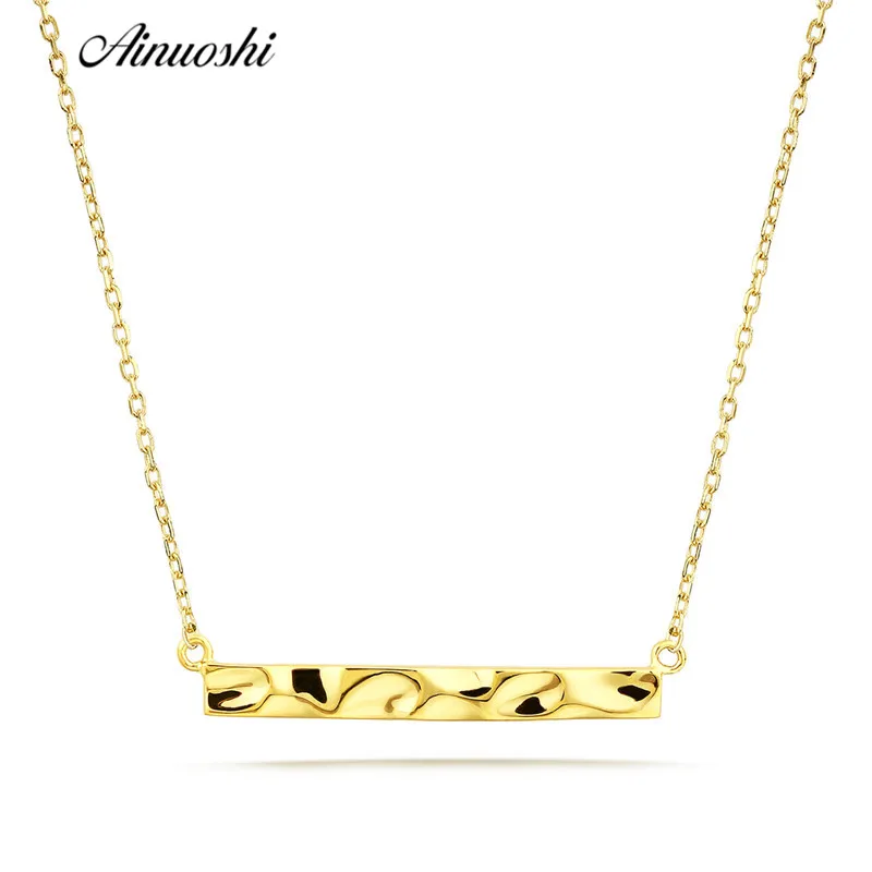 AINUOSHI 18K Gold Necklace Rose Gold Yellow Gold Long Square Bar Necklace for Women Simple Fine Diy Link Chain Pendant Necklaces AINUOSHI 18K Gold Necklace Rose Gold Yellow Gold Long Square Bar Necklace for Women Simple Fine Diy Link Chain Pendant Necklaces