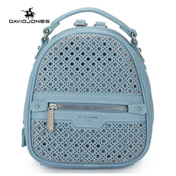 

DAVID JONES women shoulder bags pu leather female backpacks large lady hollow out school bag girl brand softpack drop shipping