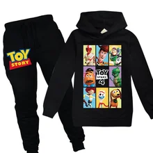 Детские толстовки с капюшоном с героями мультфильма «История игрушек», 4 диджея, комплект одежды, Осенние футболки для маленьких мальчиков и девочек-подростков+ штаны, хлопковые повседневные топы