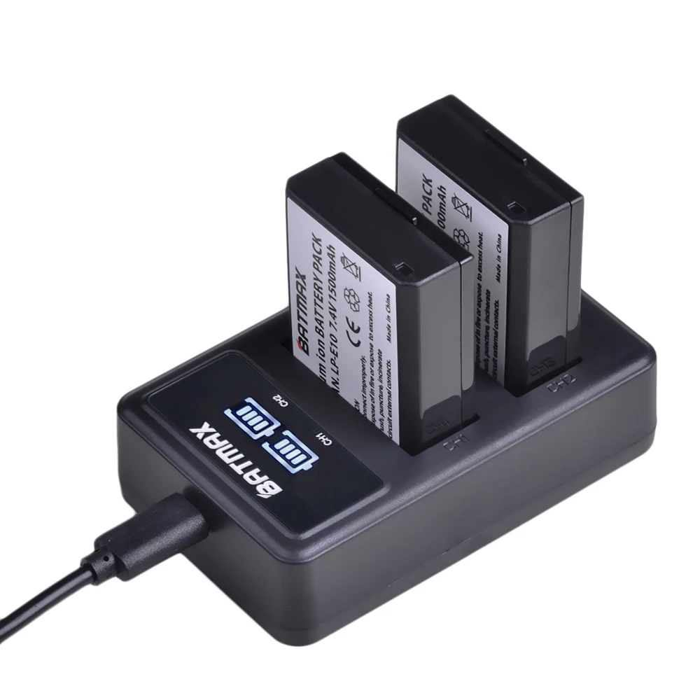 Аккумулятор Batmax LP E10 LPE10 + двойное зарядное устройство USB со светодиодной