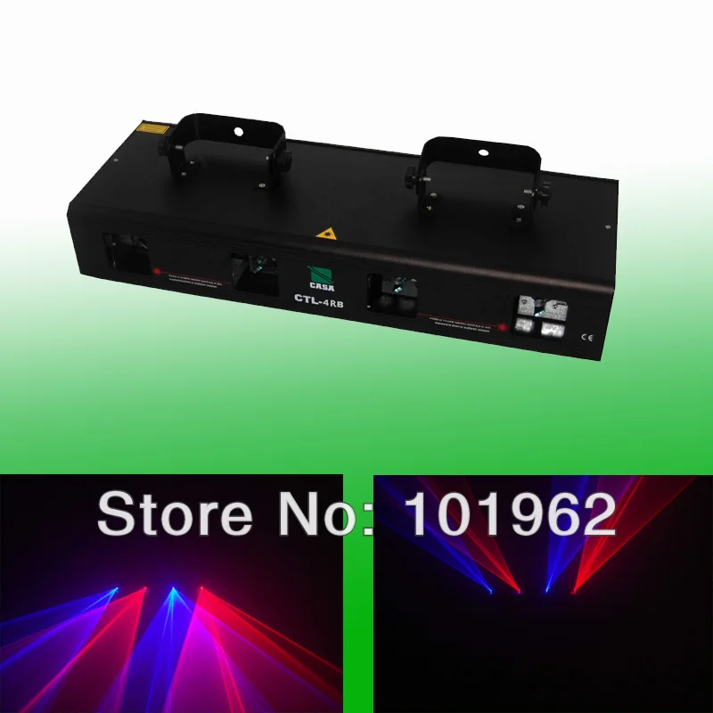 

New Arrival 800mW Red+Blue 4 lens DMX laser light disco dj stage party lighting