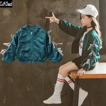 

Cultiseed Girl Autumn Jacket Coat Big Children Lacing up Bandage Long Sleeve Outerwear Coat Kids Fashion Casual Short Jackets